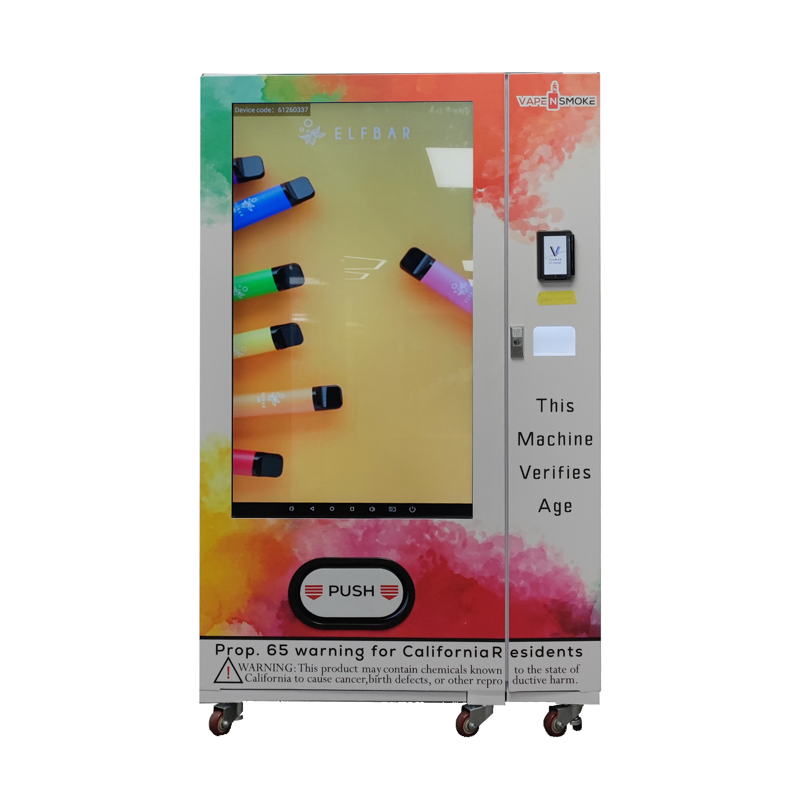 55 inch electronic touch screen e-cigarette vending machine with age recognizer